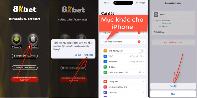 Quy trình tải app 8KBET cho di động iOS dễ dàng